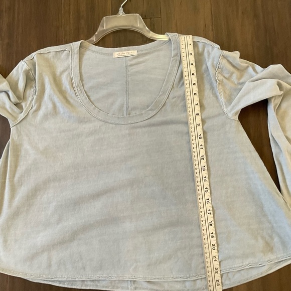 Free People Polar Fog Peony Blue Long Sleeve With Button Detail Top Size Large - Picture 7 of 8